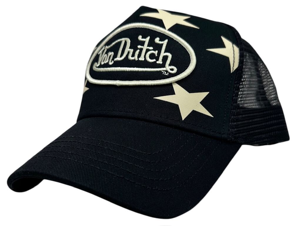 Von Dutch Trucker Americana Stars Black Cream Snapback Cap